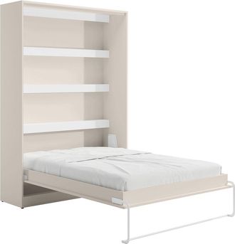 Vente-Unique Cama abatible 140 x 200 cm - Apertura vertical manual - Con LEDs - Beige - RAPILI