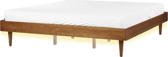 Beliani Cama Moderna 180 X 200 Cm Con Somier De L&aacute;minas Sin Cabecero Led Madera De Fresno Marr&oacute;n Toucy
