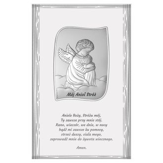 OEM Imagen Plateada Moderna De Un &Aacute;ngel De La Guarda Encima De La Cama Con Grabado Tama&ntilde;o: 13,5x21cm Sku: Bc6764f/2