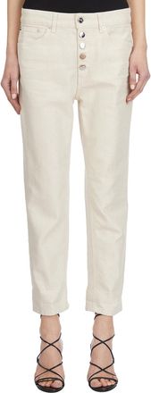 Dondup Womens Koons Jewel Denim Pants - Ivory Cotton - Size 27 (Waist)