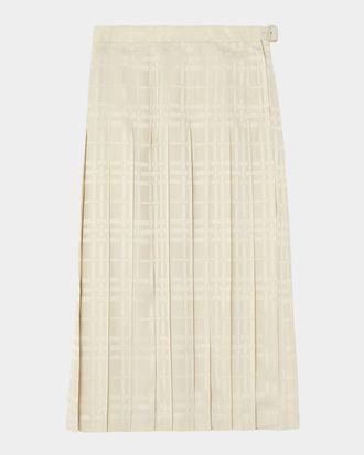 Burberry Annalie Jacquard-Check Silk Midi Skirt