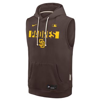 Nike San Diego Padres Authentic Collection Standard Issue Nike Mens Dri-FIT MLB Sleeveless Pullover Hoodie in Brown | 03B420QPYP-4T2