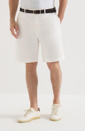 Brunello Cucinelli Garment-dyed Bermuda shorts in twisted cotton gabardine in White at Nordstrom, Size 56