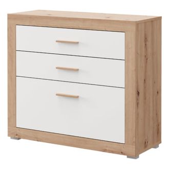 Dmora C&oacute;moda Hampi, 3 Cajones, Con Patas, Apertura Deslizante, 90x35x79h Cm Blanco