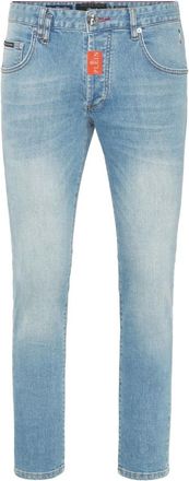 Philipp Plein Jeans, Heren, Blauw, W34, Denim, Denim Skinny Fit Broeken Hexagon