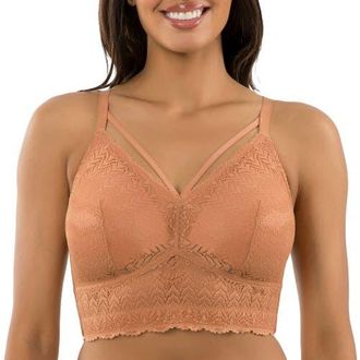 Affinitas Mia Wire-Free Padded Lace Bralette in Cork at Nordstrom, Size 34Ddd