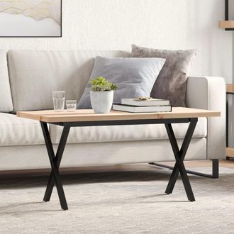 vidaXL Vidaxl - Mesa De Centro Marco X Madera Maciza Pino Y Acero 90x40x45,5 Cm