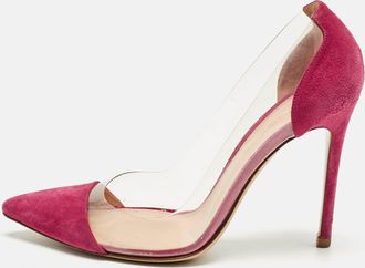 Gianvito Rossi Pink Suede And Pvc Plexi Pumps