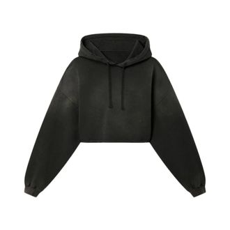 Golden Goose Hoodies, female, Black, Size: XS Star Cropped Hooded Sweatshirt