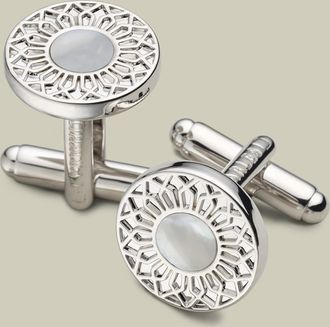 CHARLES TYRWHITT Mother Of Pearl Round Cufflinks - Silver by Charles Tyrwhitt