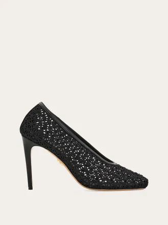 Ferragamo Donna Pump in macram&egrave; Nero Taglia 35.5