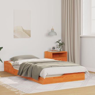 Berkfield Home Floor Bed Frame Wax brown 90 x 190 cm Solid pine wood in Beige
