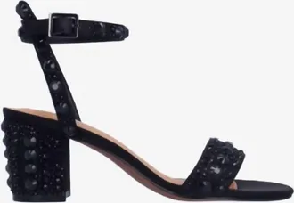 J. Rene&eacute; Womens Evelina Ankle Strap Sandals In Black Satin/rhinestones