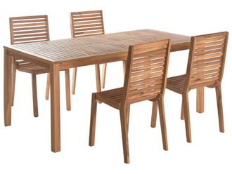 Beliani Conjunto de comedor 4 personas de madera marr&oacute;n