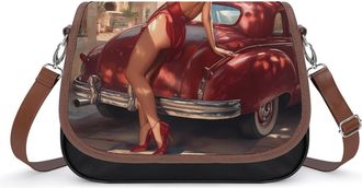 Generic Pin-Up Vintage Post Small Womens Crossbody Bags Shoulder Handbag with Adjustable Strap for Travel