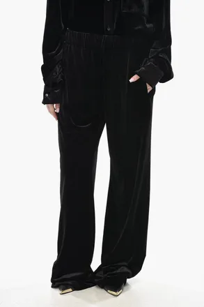 Dolce & Gabbana Pantaloni in Velour con Elastico in Vita Dolce & Gabbana