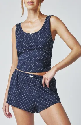 Florence By Mills Tank Top & Shorts Pajama Set in Navy Polka Dot at Nordstrom, Size Xx-Small