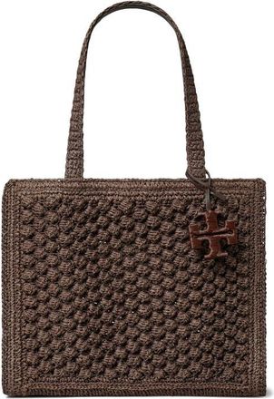 Tory Burch Ella Hand Crochet Straw Bag in Dark Cocoa at Nordstrom