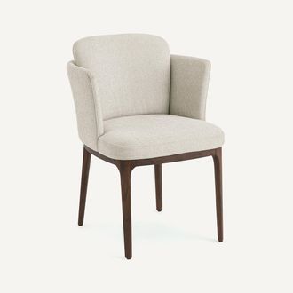 AM.PM Tafel fauteuil met walnoten poten en Jabote gevlochten stof