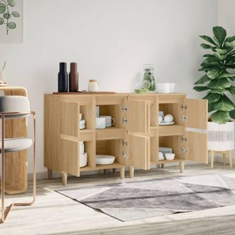Berkfield Home Sideboards 2 pcs Sonoma Oak 60x35x70 cm Engineered Wood in Light Tan | Size: 60 x 35 x 70 cm