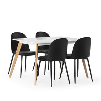 HOMN Juego de mesa 120x80 cm y 4 sillas de comedor color negro