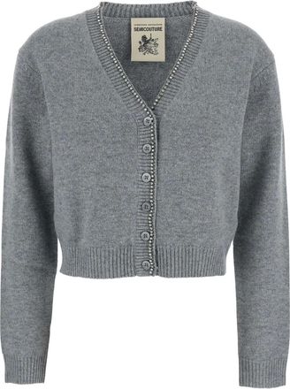 Semicouture Cardigan con decorazione - Grigio