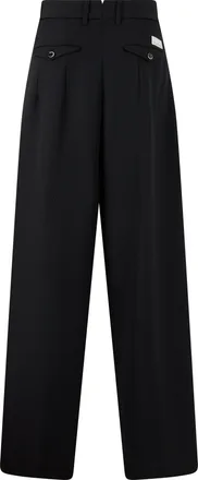 Nine In The Morning Wide-Leg Pleated Wool Trousers - Black