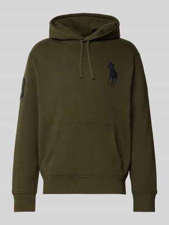 Polo Ralph Lauren Hoodie mit Logo-Stitching und Känguru-Tasche in Oliv, Größe XXL