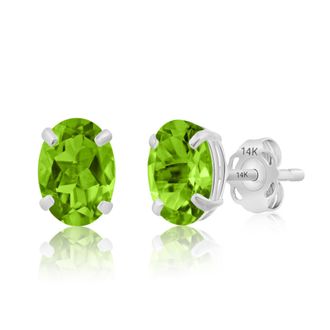 MAX + STONE 14k Yellow or White Gold 7x5mm Oval Stud Earrings with Push Backs