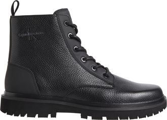 Calvin Klein Black Pebbled Leather Mid Ankle Boots
