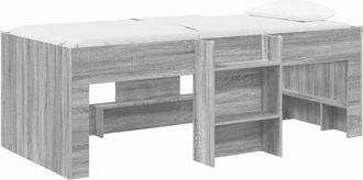 vidaXL Marco De Cama Alta Para Ni&ntilde;os Sonoma Gris 98.5 X 200 Cm Vidaxl