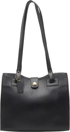 Coach Black Leather Shoulder Bag Tote Bag (Pre-Owned)