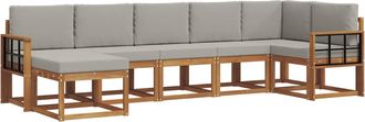 vidaXL Conjunto De Sof&aacute;s De Exterior 7 Uds. Gris Natural Y Claro Vidaxl