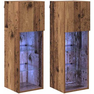 vidaXL Wall-mounted TV Cabinets 2 pcs Old Wood 30.5 x 30 x 90 cm vidaXL