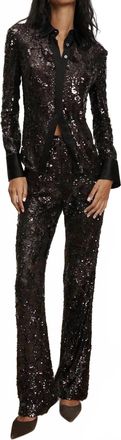 Veronica Beard Collier Sequined Flare Pant In Dark Current