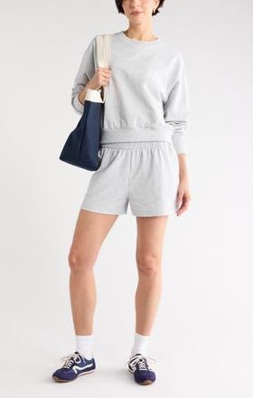 Zella Relay Terry Crewneck Sweatshirt in Grey Light Heather at Nordstrom Rack, Size X-Small