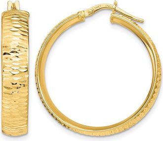 Diamond2Deal 14K Yellow Gold Diamond-cut Round Hoop Earrings