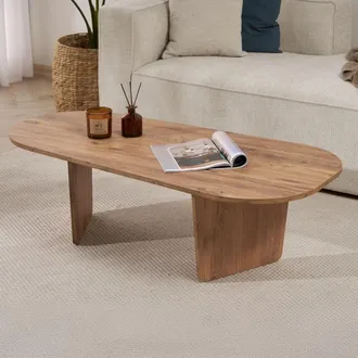 Dmora Tavolino Da Salotto Dozza, Forma Ovale, Materiale Piano In Legno Nobilitato, Colore Ripiano Marrone, 130x65x40h Cm Marrone Rovere Nodi