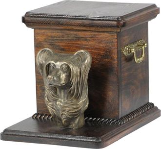 OEM Crestado Chino: Urna Para Cenizas De Perro Con Estatuilla, Elegante Urna Para Perro, Urna &Uacute;nica Con Busto De Perro De Art-dog