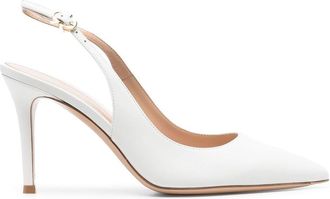 Gianvito Rossi Ribbon slingback pumps - women - Calf Leather/Calf Leather/Calf Leather - 40.5 - White