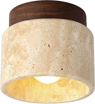 OEM L&aacute;mpara De Techo Vintage Semiempotrada De Cristal De Piedra Natural, Peque&ntilde;a L&aacute;mpara De Pasillo Con Pantalla De M&aacute;rmol De Estilo Moderno De Mediados D