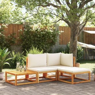 vidaXL Conjunto De Sof&aacute; De Jard&iacute;n De 4 Piezas Con Cojines De Madera De Acacia Y Rat&aacute;n Vidaxl