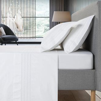 Casa da Laura S&aacute;banas 100% algod&oacute;n 300 hilos bordado blanco cama 150/160 1 almohad