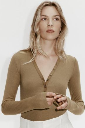 H&M Ribbed Jersey Body in Khaki Green at Nordstrom, Size X-Small