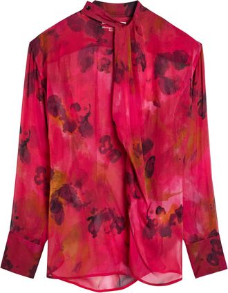 Victoria Beckham Draped Floral Silk-chiffon Blouse - Multi Print - 6 (UK6 / XS)