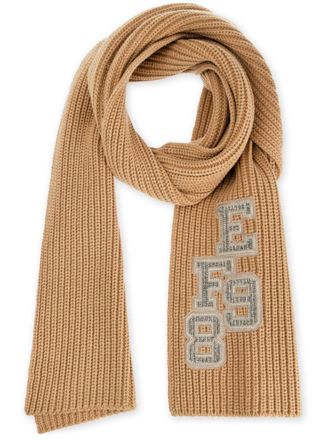 Elisabetta Franchi appliqu&eacute; ribbed scarf - Brown