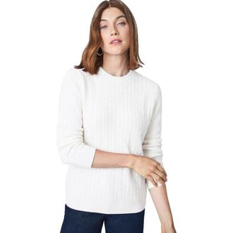 Jessica London Cable Crewneck Sweater in White at Nordstrom, Size Medium