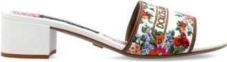 Dolce & Gabbana Schoenen, Dames, Veelkleurig, 38 EU, Leer, Heeled mules met bloemenmotief