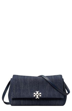 Tory Burch Charlie Denim Wallet on a Strap in Midnight at Nordstrom