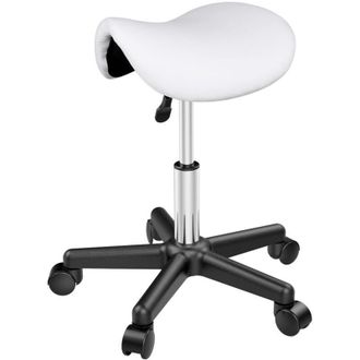 Yaheetech Yaheetech Silla Escritorio Silla De Trabajo Taburete De Bar Silla Para Peluquer&iacute;a Masaje Regulable En Altura Blanco